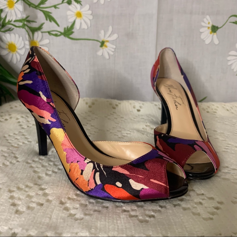Marc Fisher colorful jewel tone peep toe heels - Picture 2 of 12